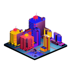 Isometric building in retro style png