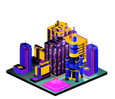 Isometric building arrangement png