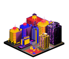 Retro isometric building png