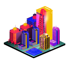 Isometric building arrangement png