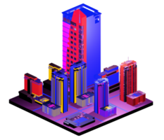 edificio isométrico en estilo retro png