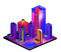 Retro isometric building png