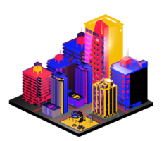 Retro isometric building png