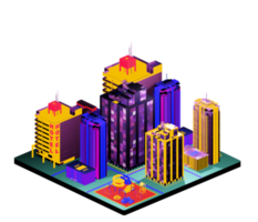 Isometric building in retro style png