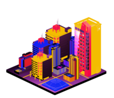 Isometric building in retro style png