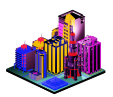 Isometric building arrangement png