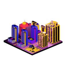 Retro isometric building png