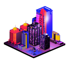 Retro isometric building png