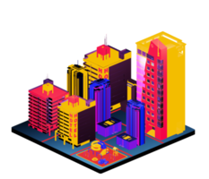 Isometric building arrangement png