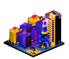 Retro isometric building png