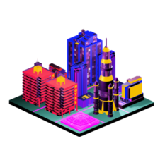 Retro isometric building png