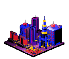 Retro isometric building png