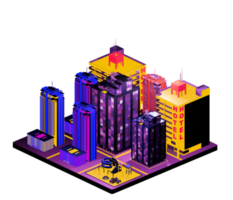 Retro isometric building png