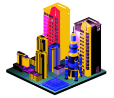 Isometric building arrangement png