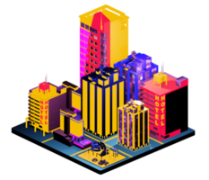 Retro isometric building png