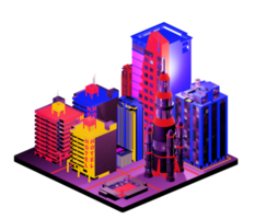 Isometric building in retro style png