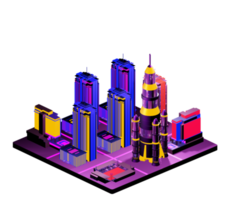 Retro isometric building png