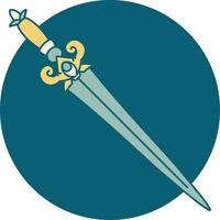 iconic tattoo style image of a dagger vector