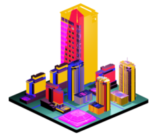 Retro isometric building png