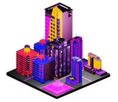 Retro isometric building png