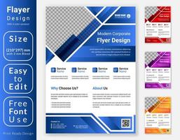 Creative modern business Flyer template design. A4 corporate leaflet design with four color variation. vector