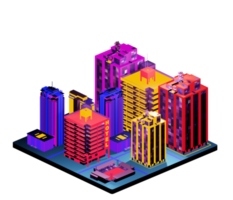 Retro isometric building png