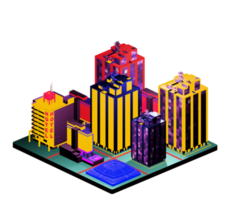 Isometric building in retro style png