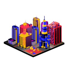 Retro isometric building png