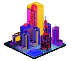 Isometric building in retro style png