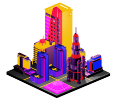 Retro isometric building png