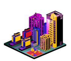 Isometric building in retro style png