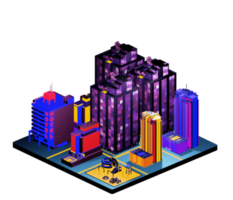 Retro isometric building png