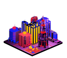 Retro isometric building png