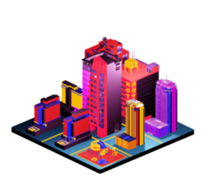 Isometric building arrangement png