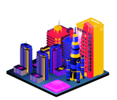 Retro isometric building png