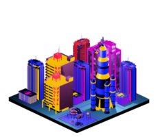 Retro isometric building png