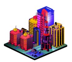 Retro isometric building png