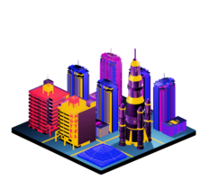 Isometric building in retro style png