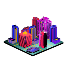 Retro isometric building png