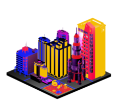 Retro isometric building png