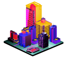 Retro isometric building png