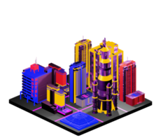 Retro isometric building png