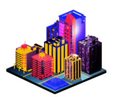 Isometric building in retro style png