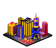 Isometric building in retro style png