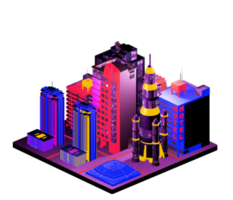 Isometric building in retro style png