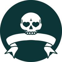 tattoo style icon with banner of a skull vector