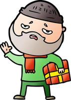 cartoon worried man with beard vector