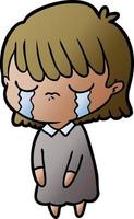 cartoon woman crying vector