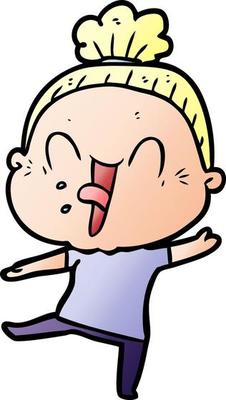 cartoon happy old woman