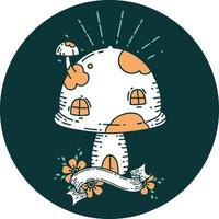 icon of a tattoo style toadstool house vector
